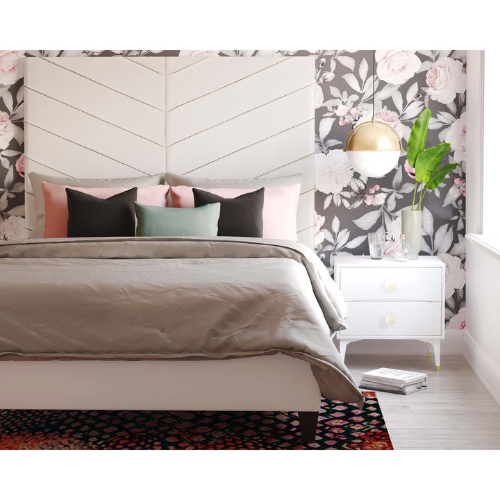 Javan Cream Velvet Bed in King