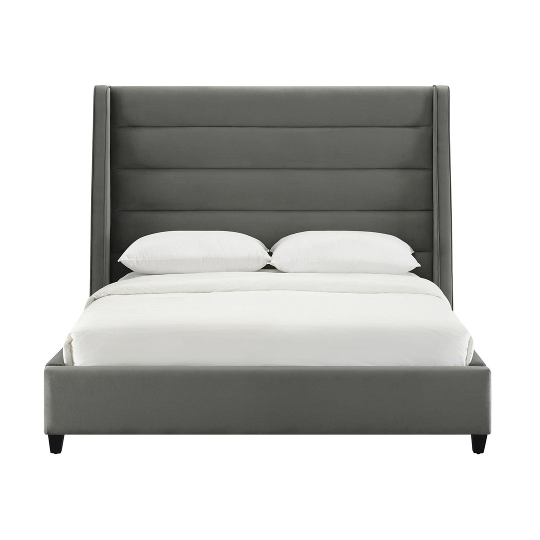 Koah Grey Velvet Bed in Queen
