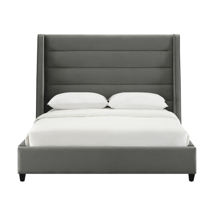 Koah Grey Velvet Bed in Queen