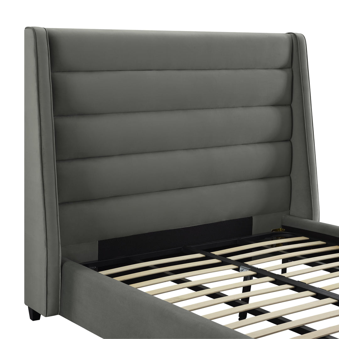 Koah Grey Velvet Bed in Queen