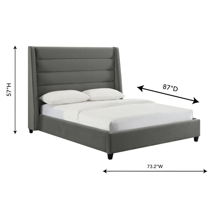 Koah Grey Velvet Bed in Queen