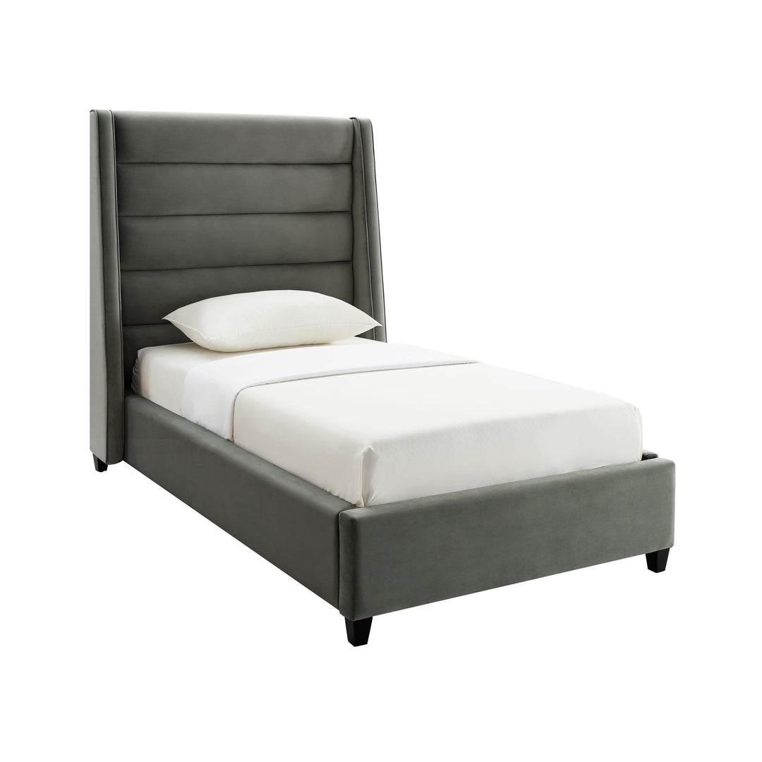 Koah Grey Velvet Bed in Twin