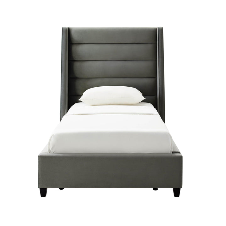 Koah Grey Velvet Bed in Twin