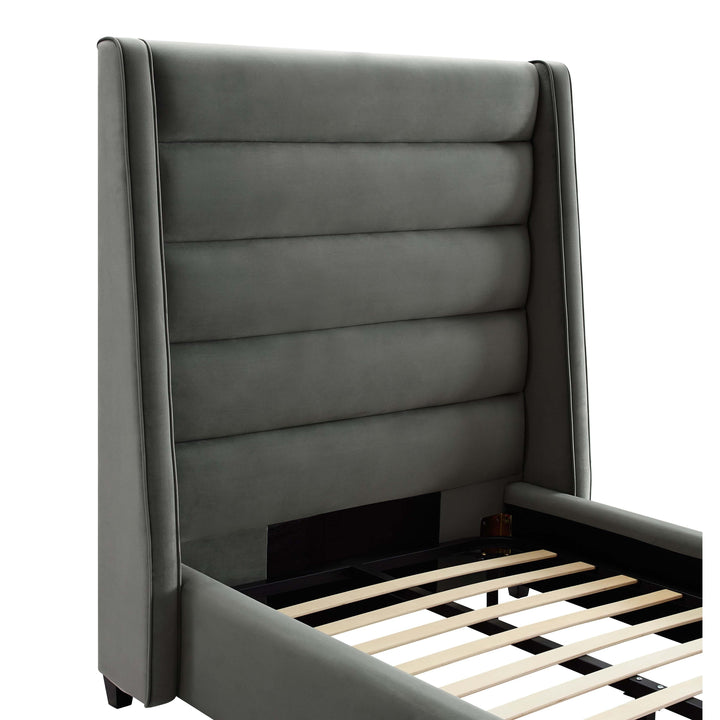 Koah Grey Velvet Bed in Twin