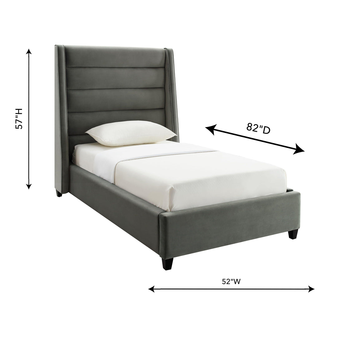 Koah Grey Velvet Bed in Twin