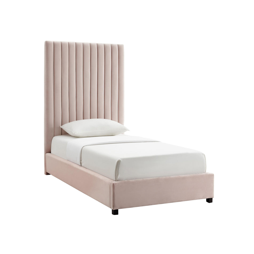 Arabelle Blush Velvet Bed in Twin