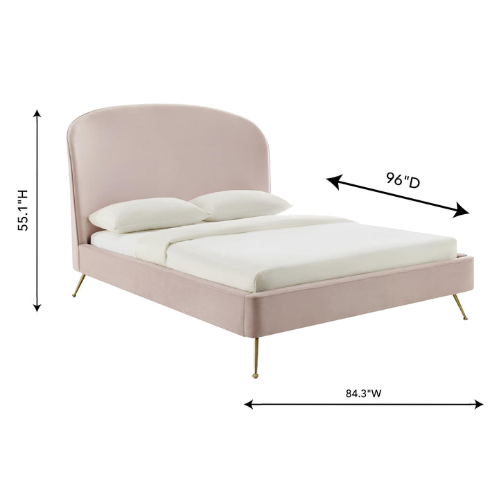 Vivi Blush Velvet Bed in King