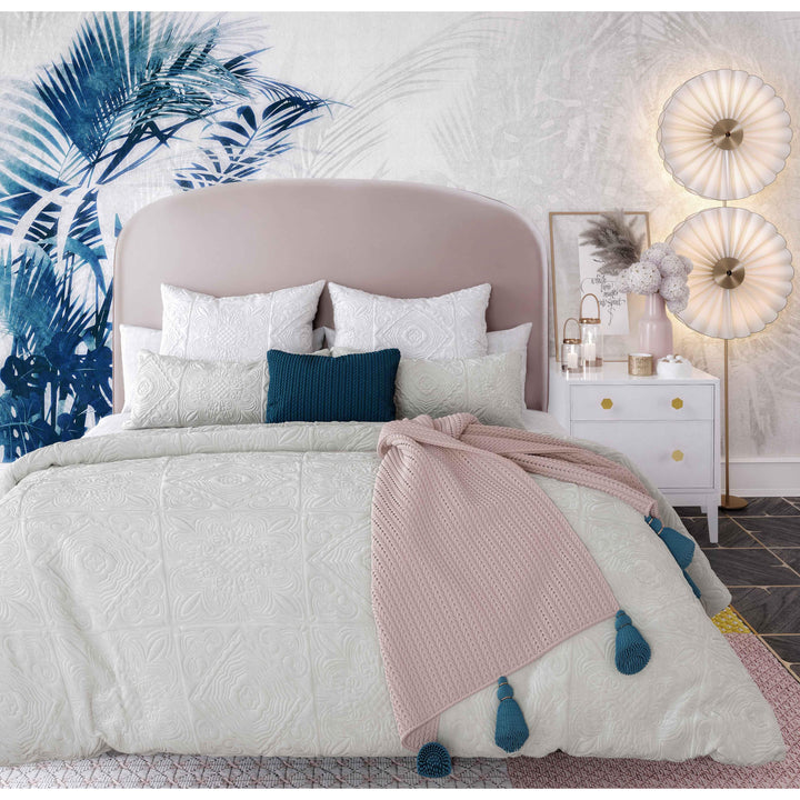 Vivi Blush Velvet Bed in King