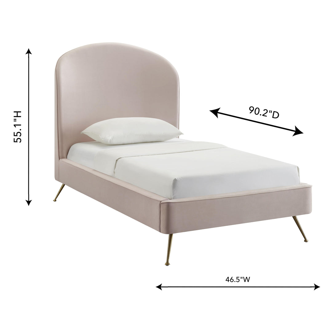 Vivi Blush Velvet Bed in Twin