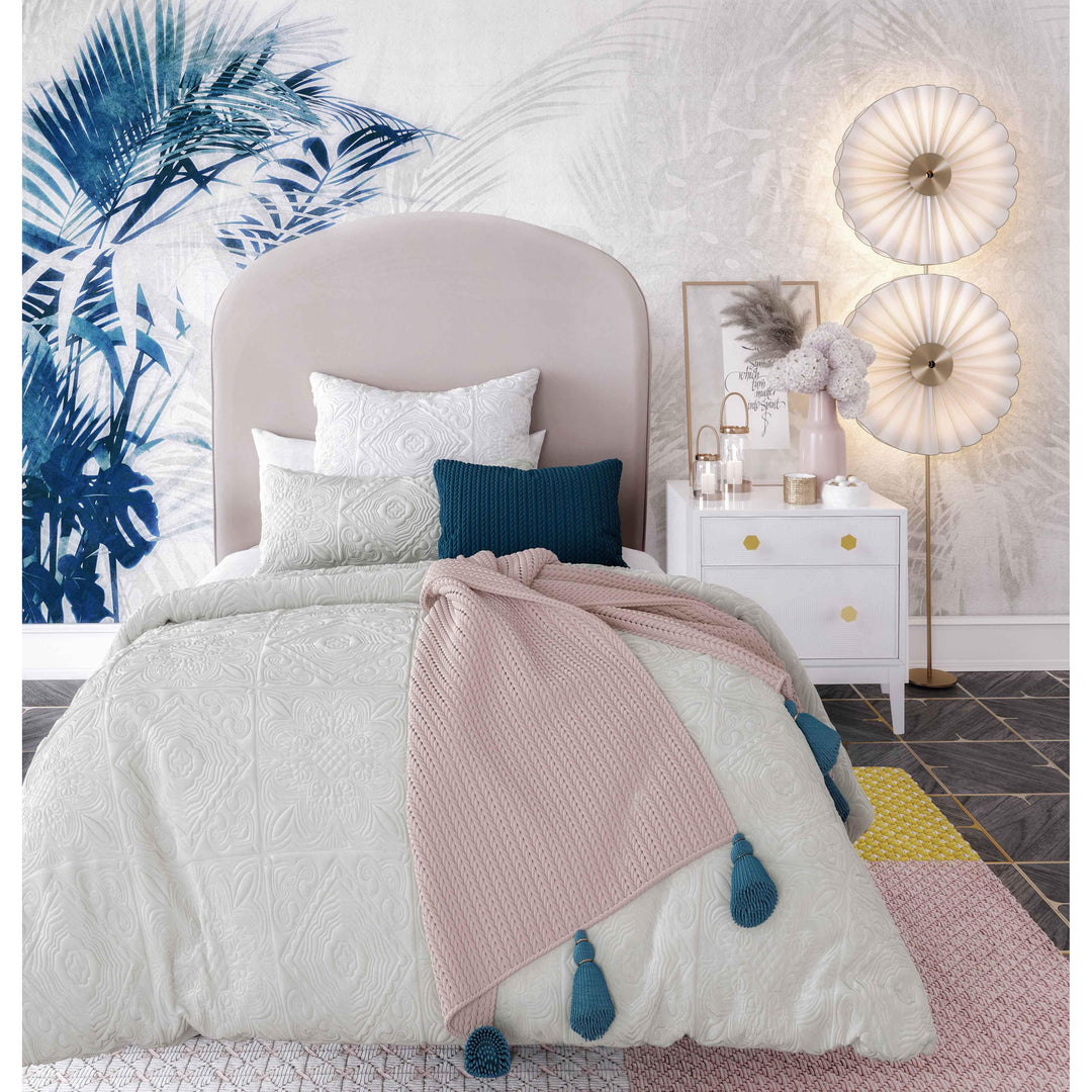 Vivi Blush Velvet Bed in Twin