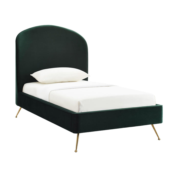 Vivi Forest Green Velvet Bed in Twin