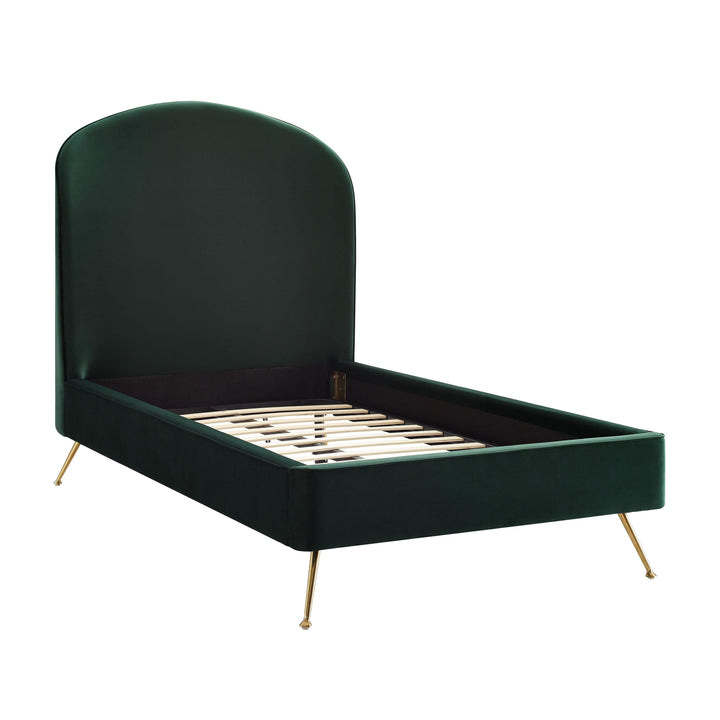 Vivi Forest Green Velvet Bed in Twin