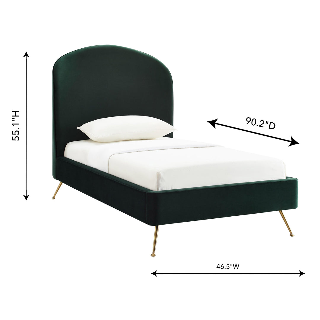 Vivi Forest Green Velvet Bed in Twin