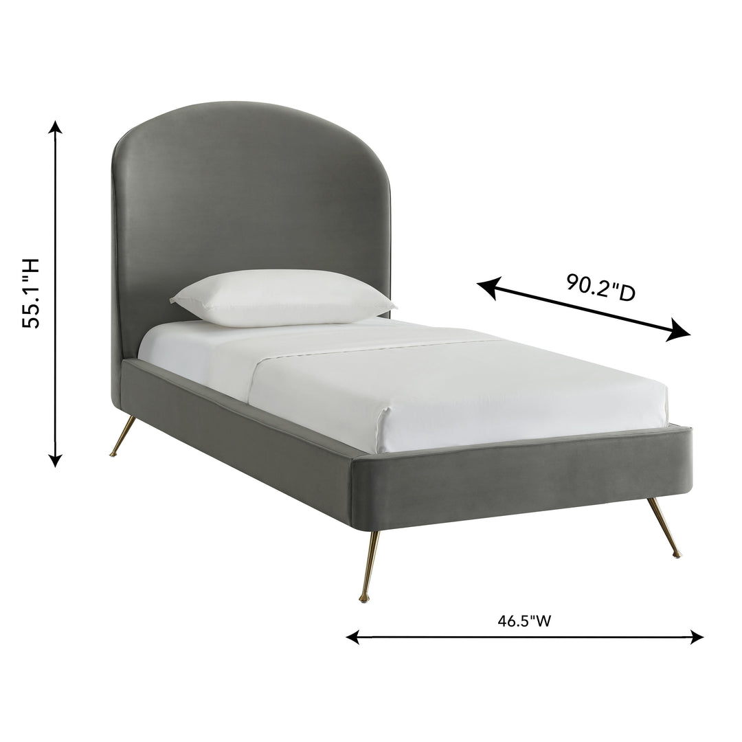 Vivi Grey Velvet Bed in Twin