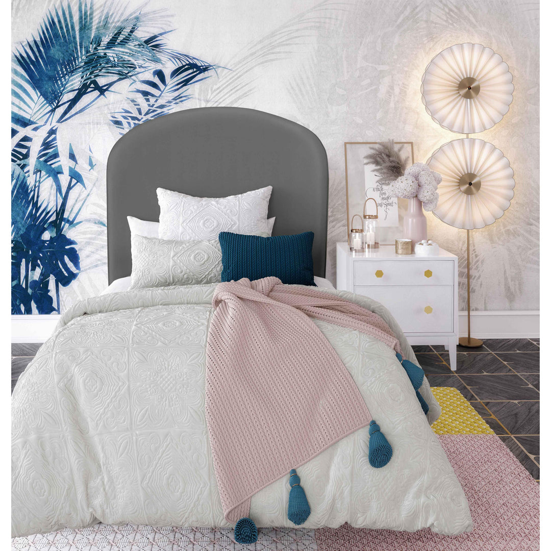 Vivi Grey Velvet Bed in Twin