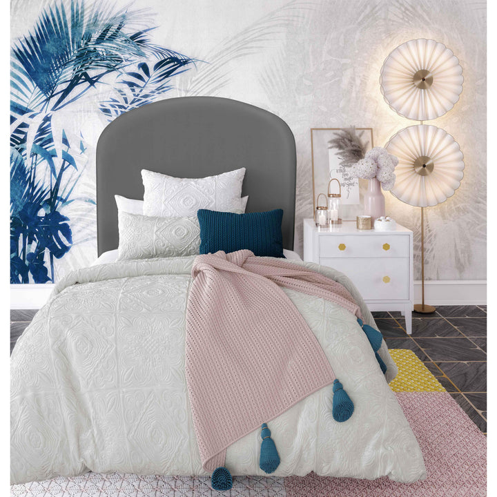 Vivi Grey Velvet Bed in Twin