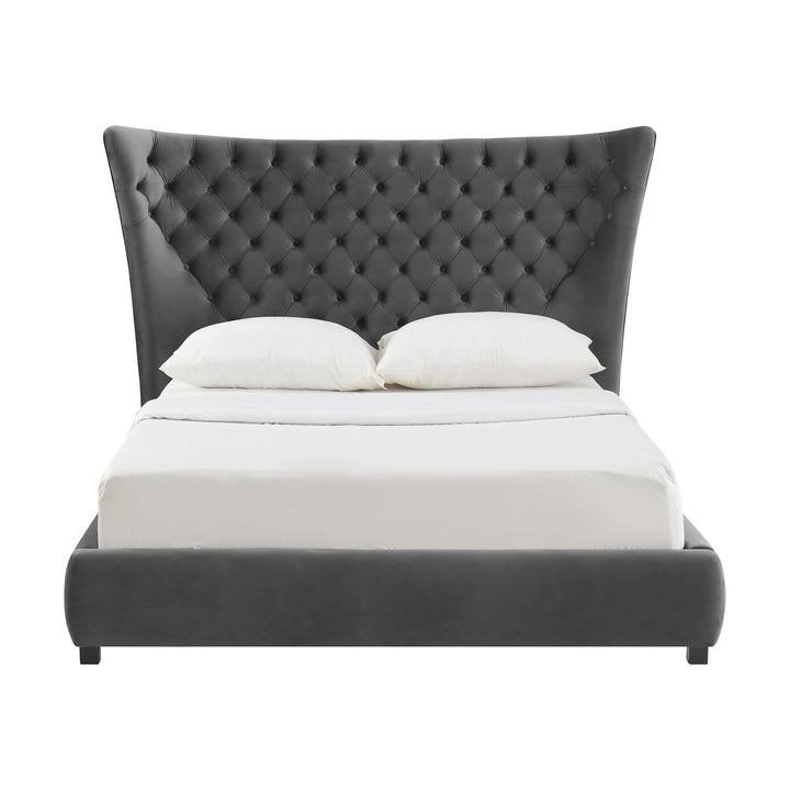Sassy Grey Velvet Queen Bed
