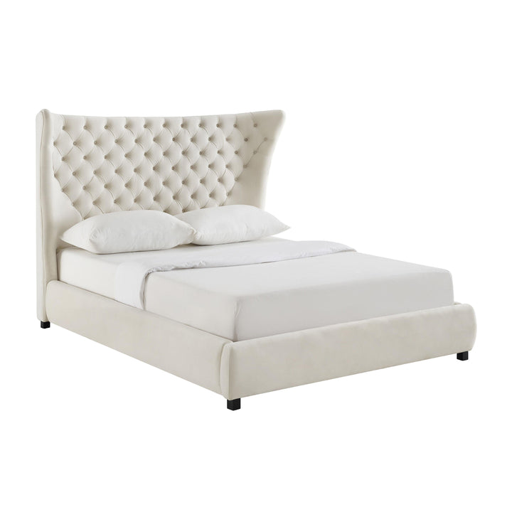 Sassy Cream Velvet King Bed