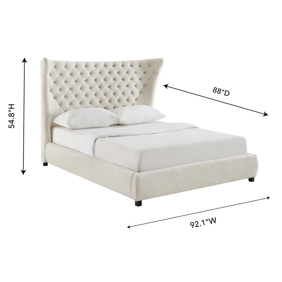 Sassy Cream Velvet King Bed