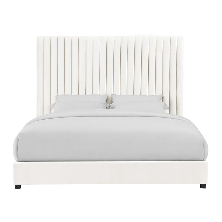 Arabelle White Velvet Bed in King