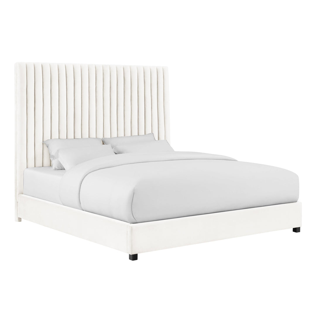 Arabelle White Velvet Bed in Queen