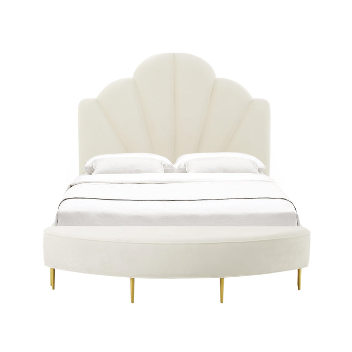 Bianca Cream Velvet Bed in King