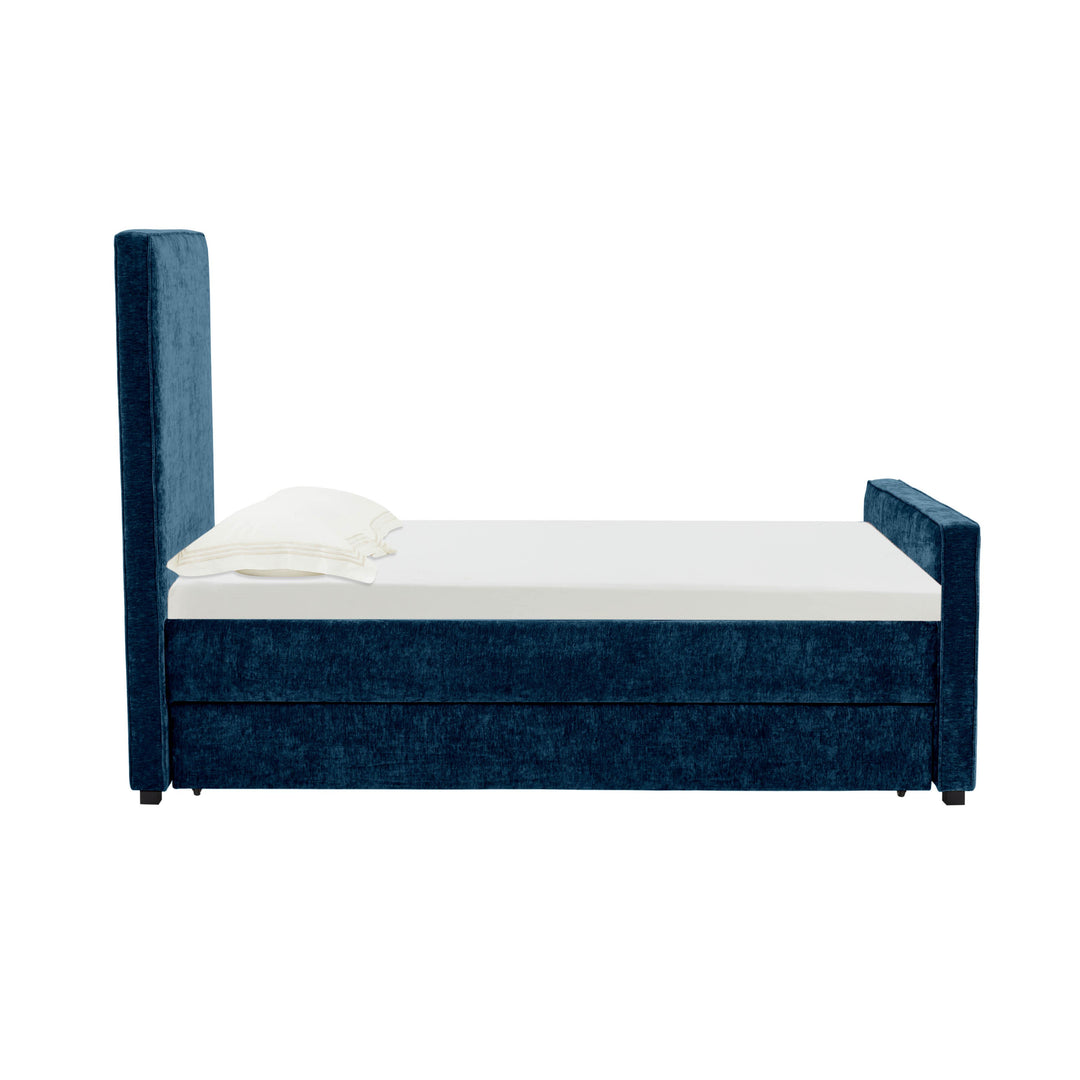 Delilah Navy Textured Velvet Trundle in Twin