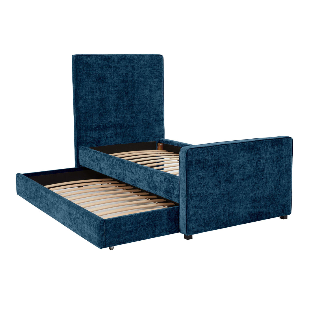 Delilah Navy Textured Velvet Trundle in Twin