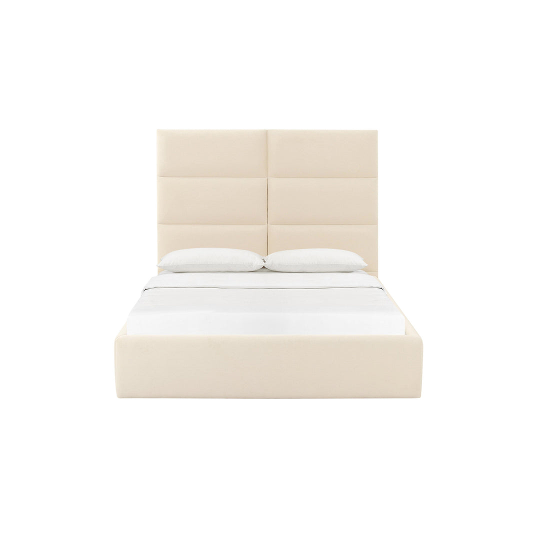 Eliana Cream Velvet Queen Bed