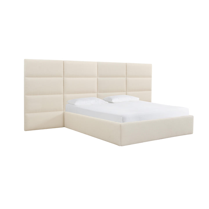 Eliana Cream Boucle King Bed with Wings
