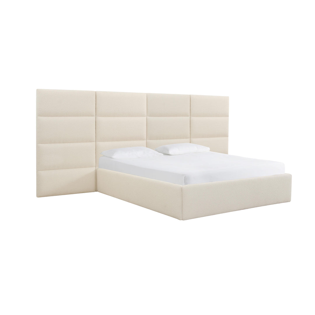 Eliana Cream Boucle Queen Bed with Wings