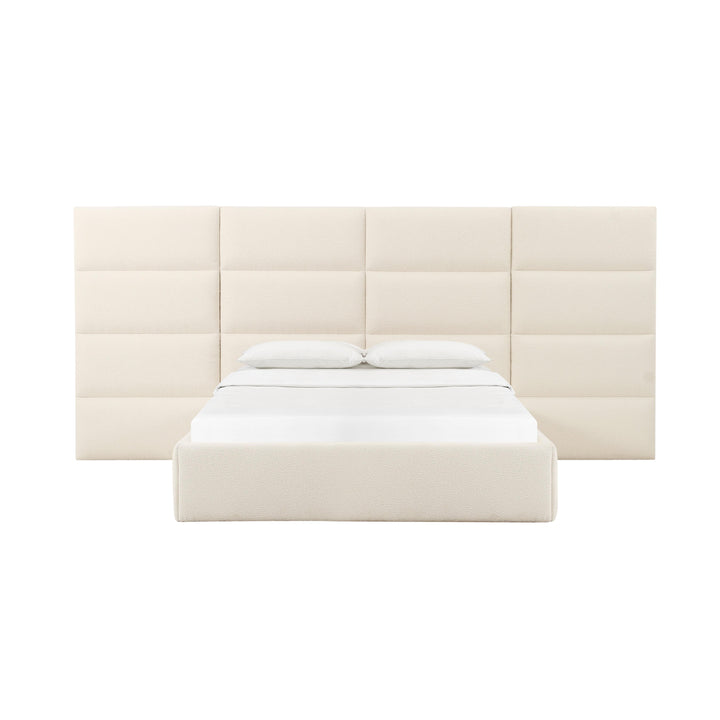 Eliana Cream Boucle Queen Bed with Wings