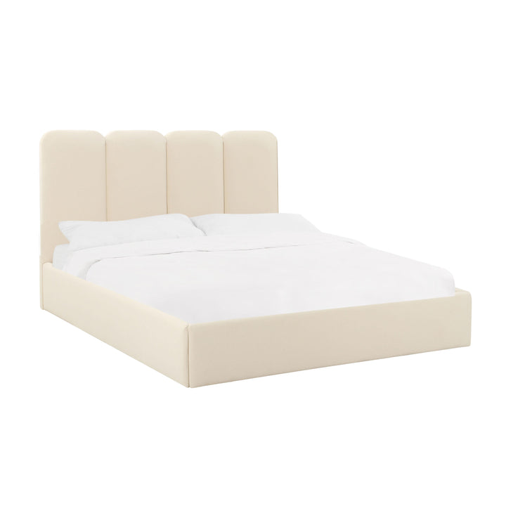 Palani Cream Velvet Queen Bed