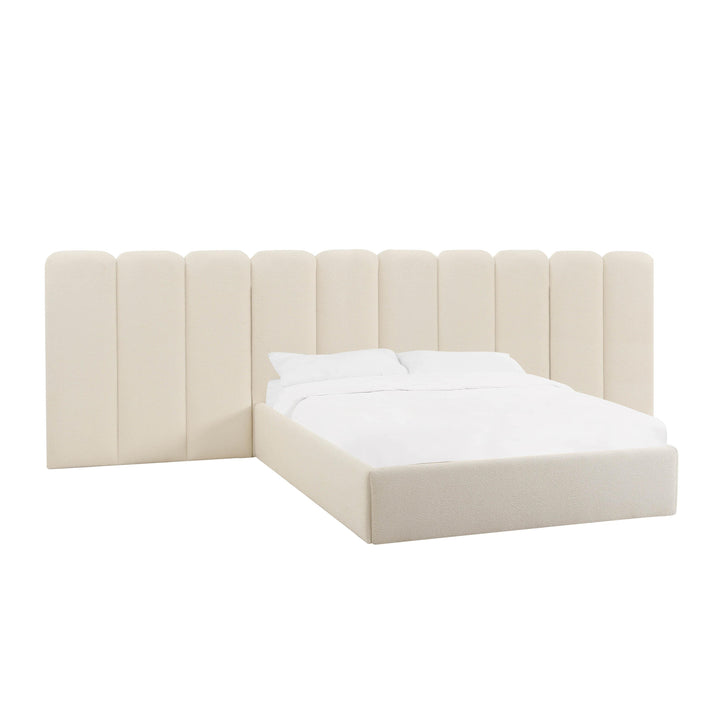 Palani Cream Boucle King Bed with Wings