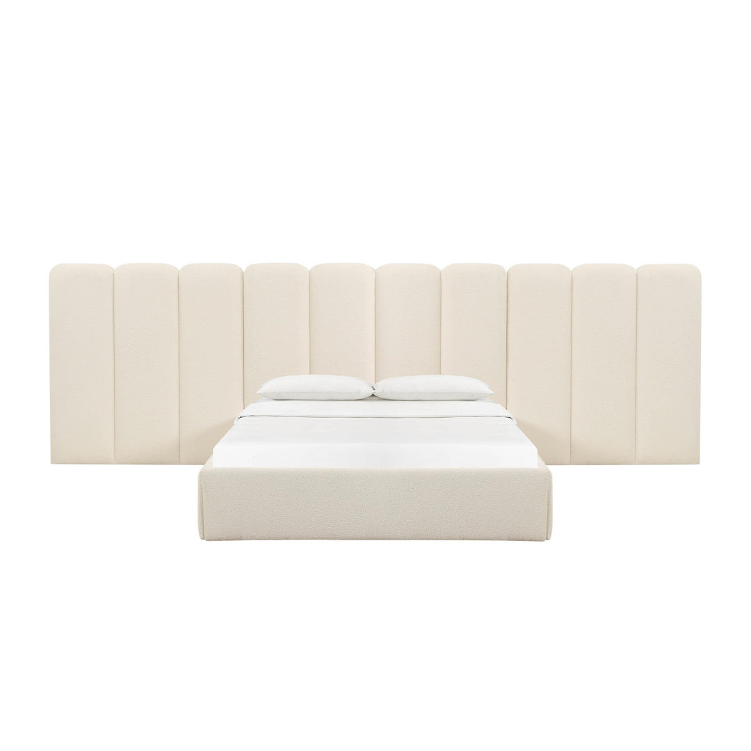 Palani Cream Boucle King Bed with Wings