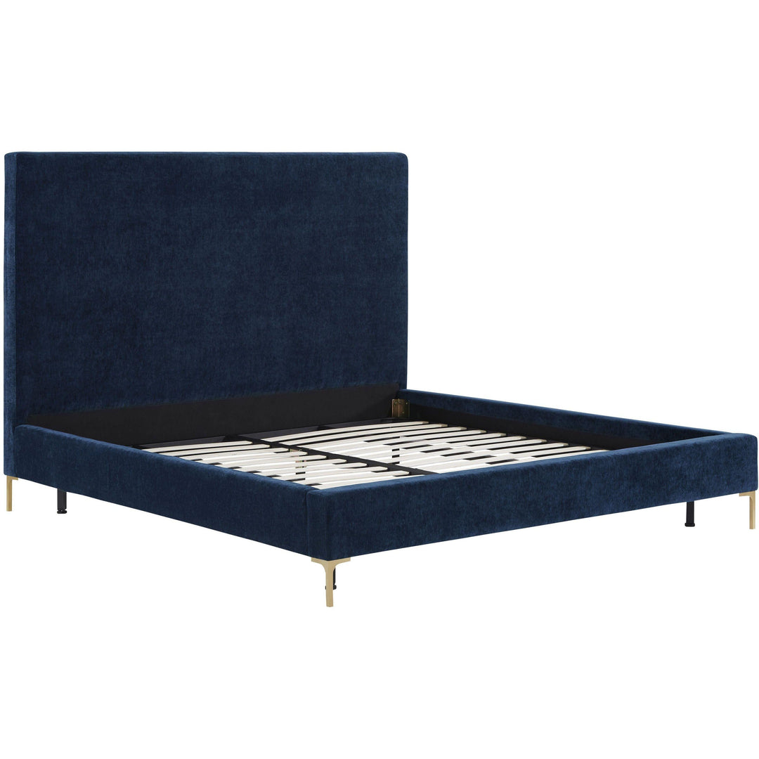 Delilah Navy Textured Velvet Bed in Queen