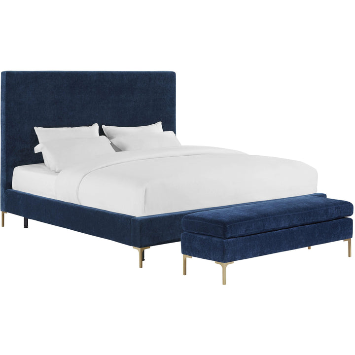 Delilah Navy Textured Velvet Bed in Queen