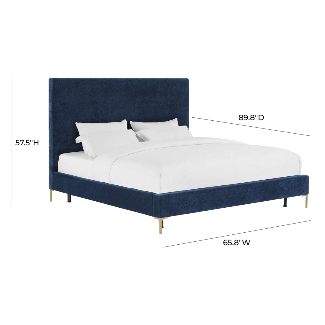 Delilah Navy Textured Velvet Bed in Queen