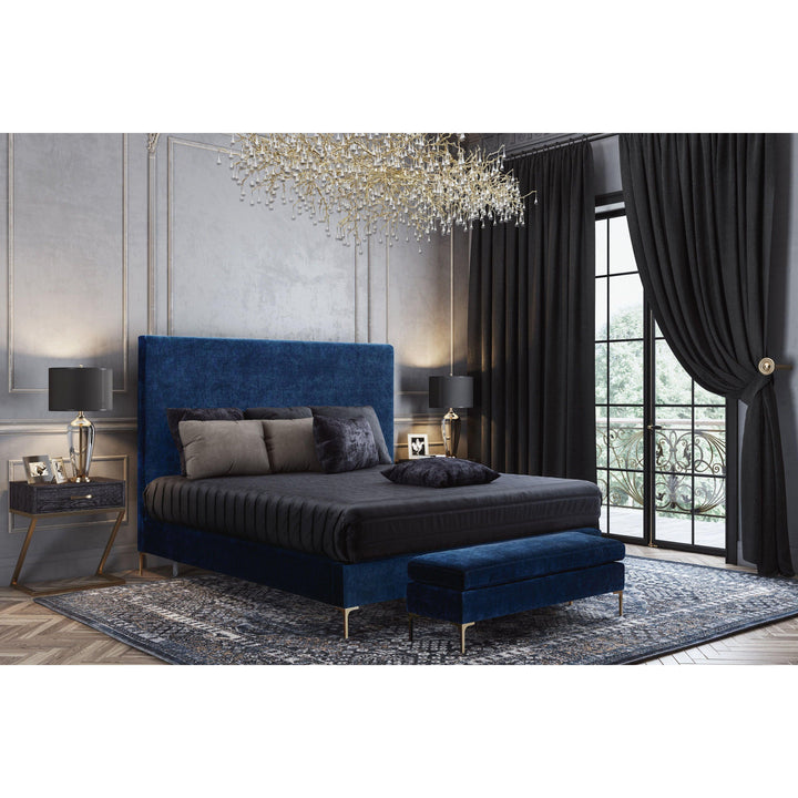 Delilah Navy Textured Velvet Bed in Queen