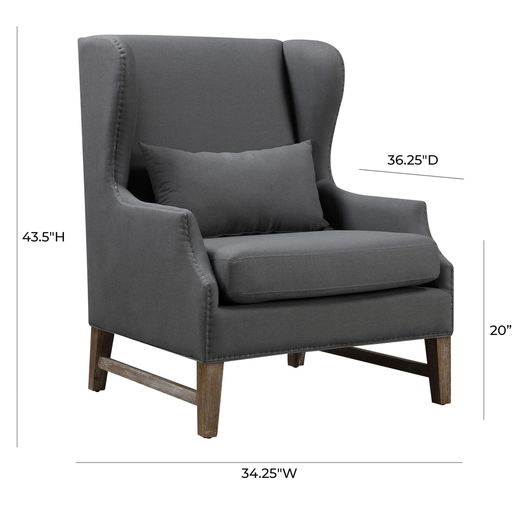 Devon Grey Linen Wing Chair