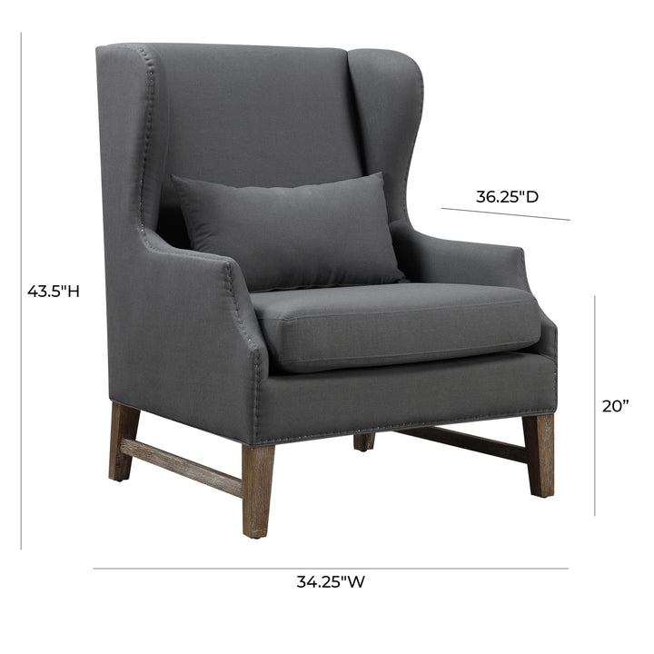 Devon Grey Linen Wing Chair