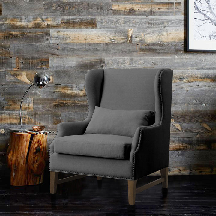 Devon Grey Linen Wing Chair