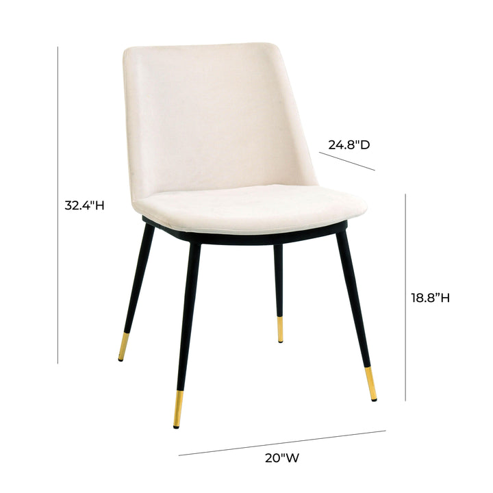 Evora Cream Velvet Chair - Gold Legs (Set of 2)