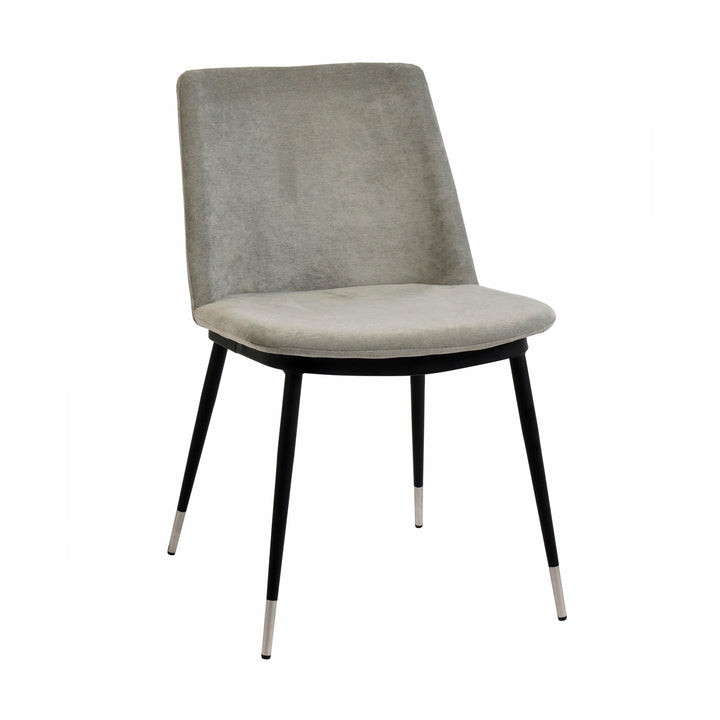 Evora Grey Velvet Chair - Silver Legs (Set of 2)