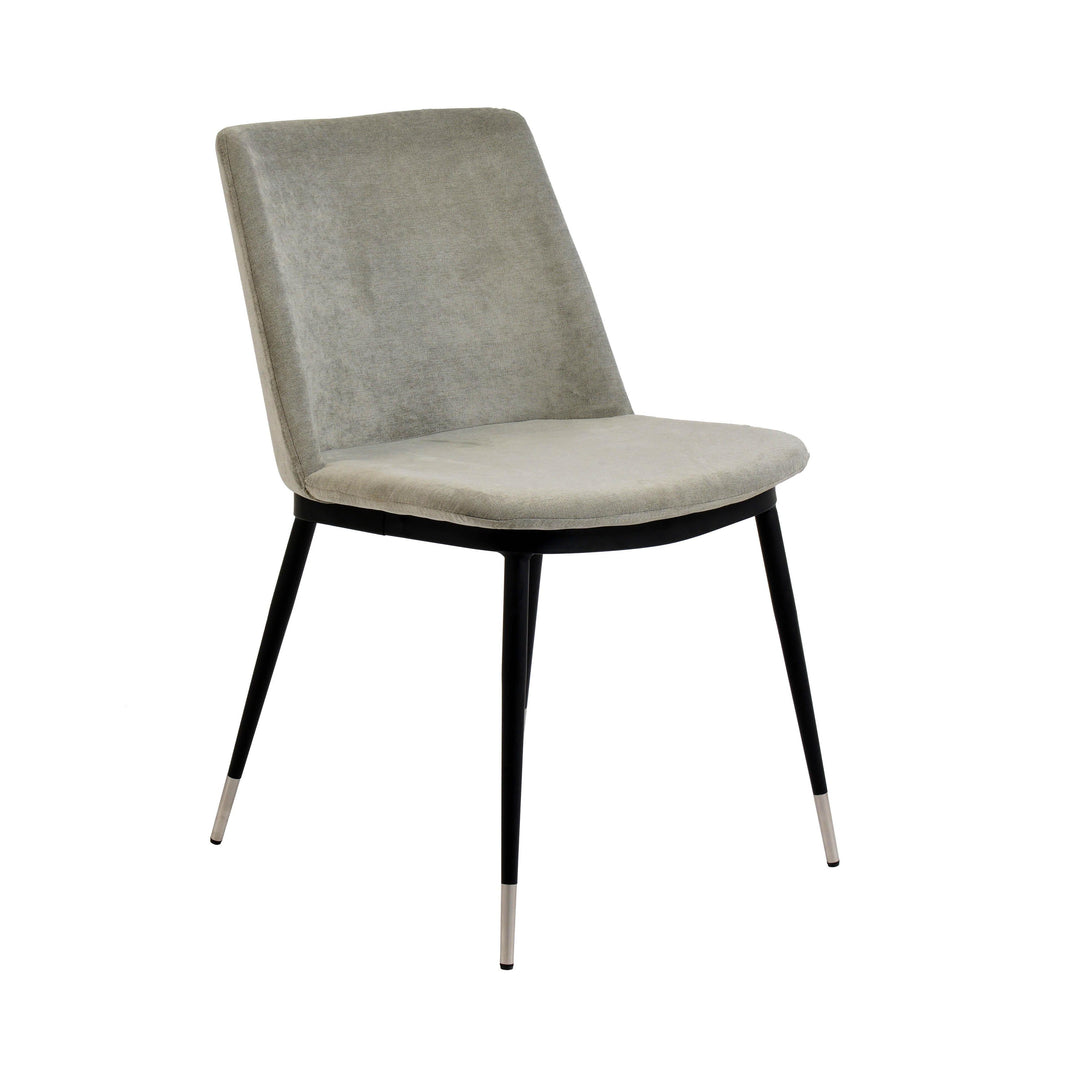 Evora Grey Velvet Chair - Silver Legs (Set of 2)