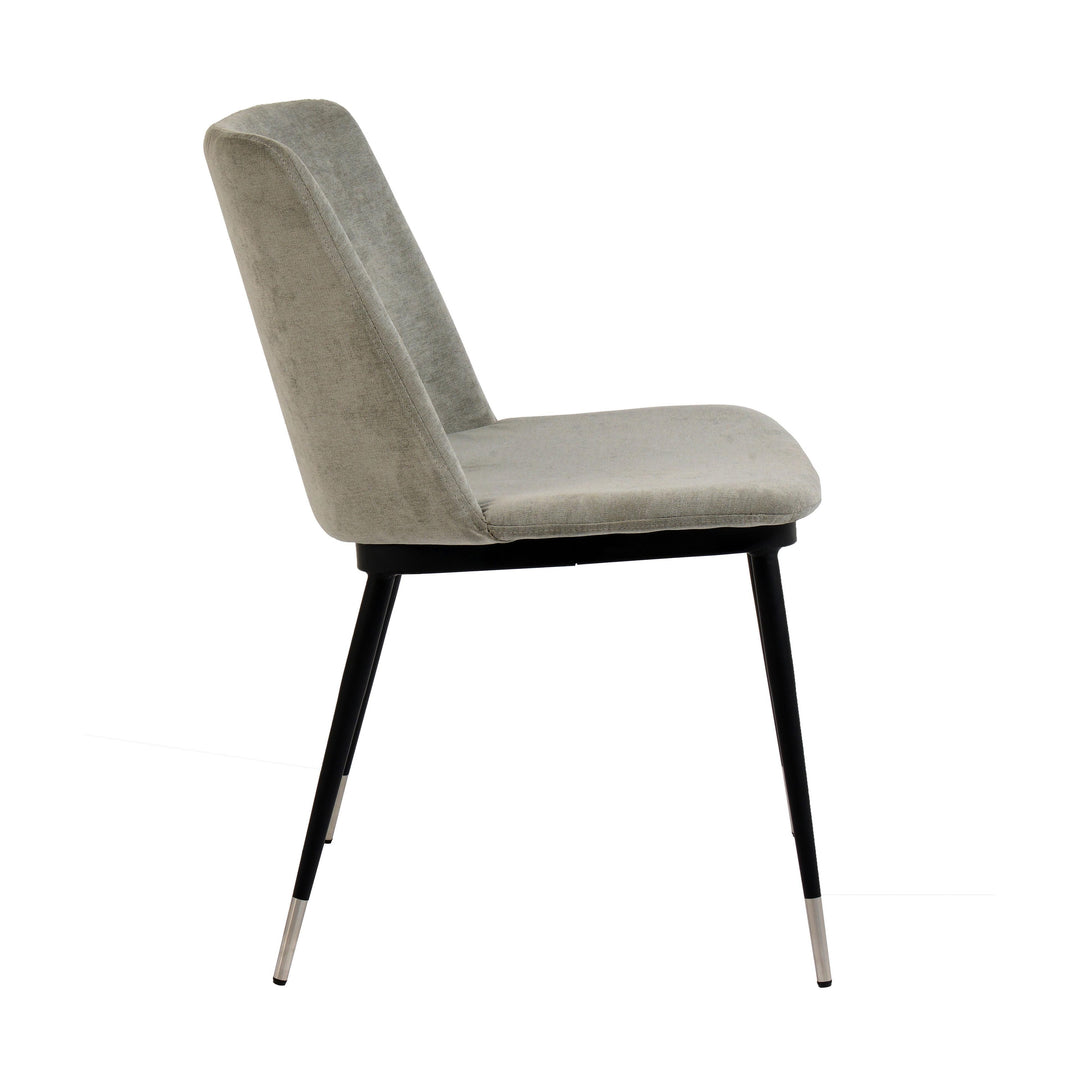 Evora Grey Velvet Chair - Silver Legs (Set of 2)