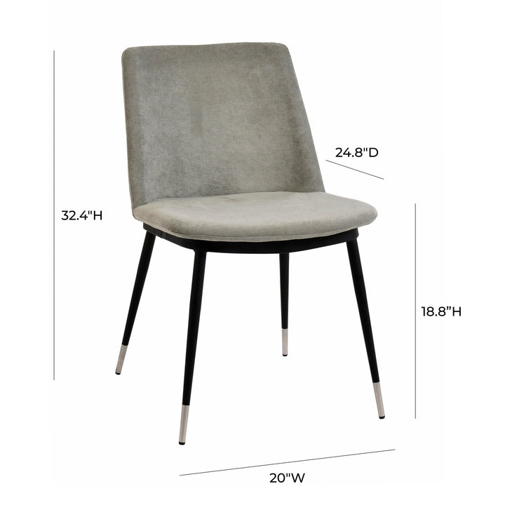 Evora Grey Velvet Chair - Silver Legs (Set of 2)