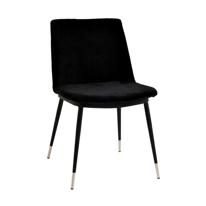 Evora Black Velvet Chair - Silver Legs (Set of 2)