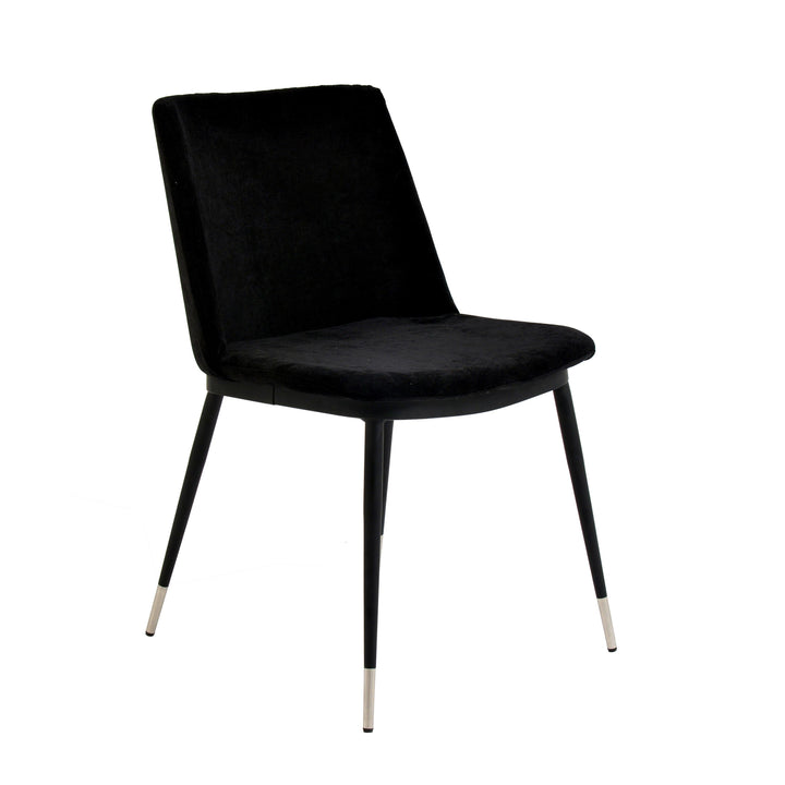 Evora Black Velvet Chair - Silver Legs (Set of 2)