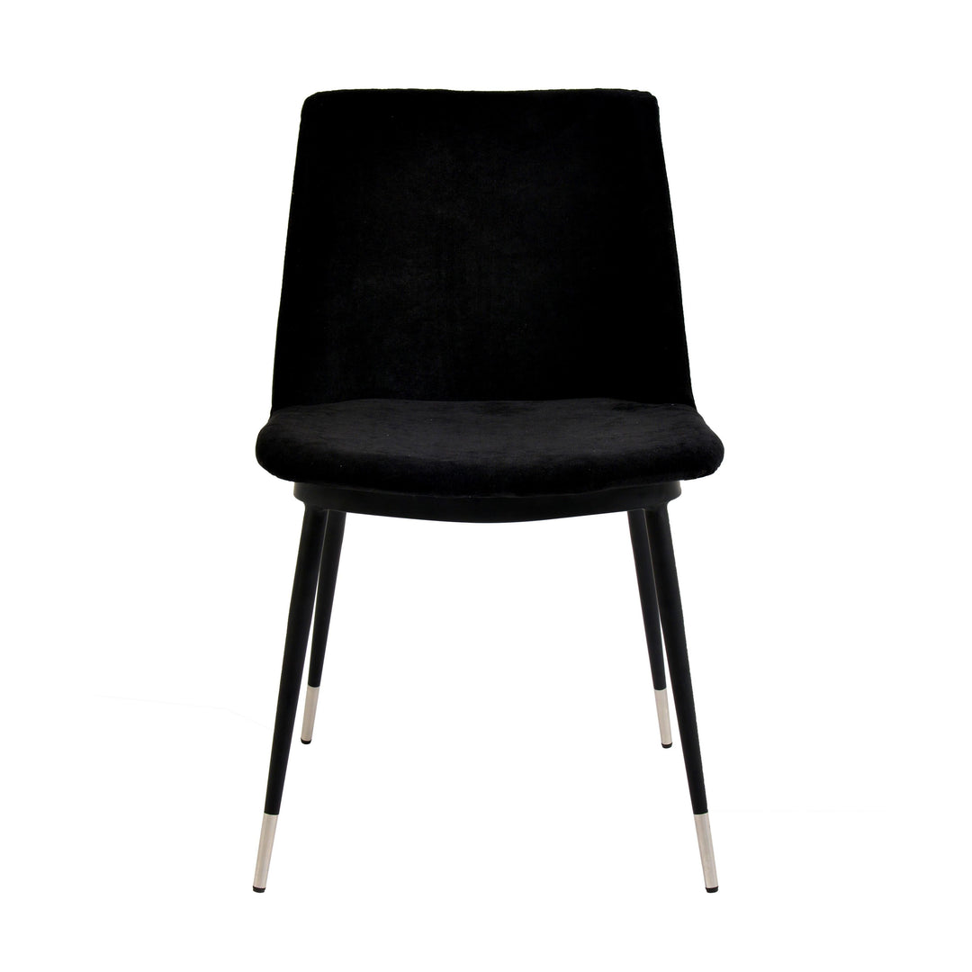 Evora Black Velvet Chair - Silver Legs (Set of 2)